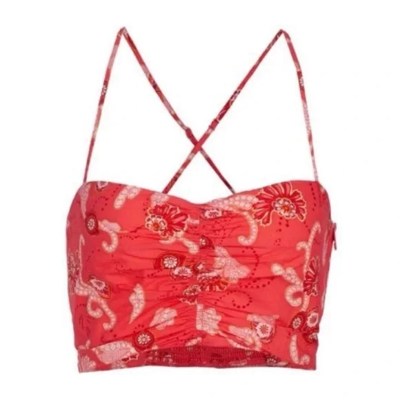 A.L.C. Arit Floral Sweetheart Crop Top in Calla Size 12 - Picture 2 of 16